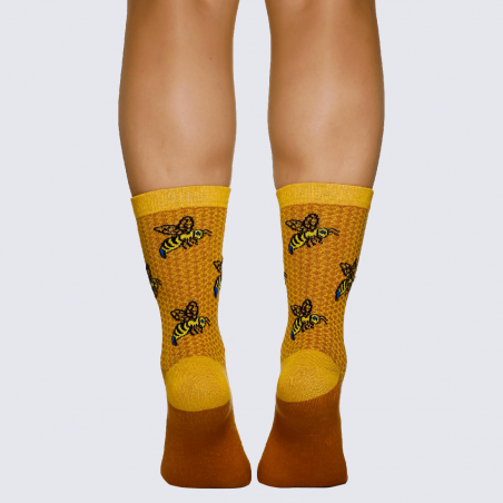 Chaussettes Wigglesteps, chaussettes femme motif abeilles en bambou miel