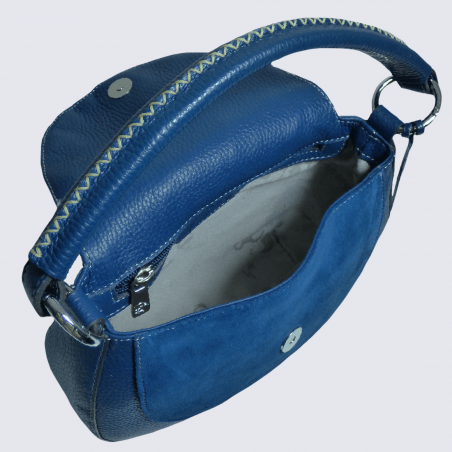 Sac à main Charlotte, sac à main tendance surpiqures visibles femme en cuir bleu Sac à main Charlotte, sac à main tendance surpiqures visibles femme en cuir bleu