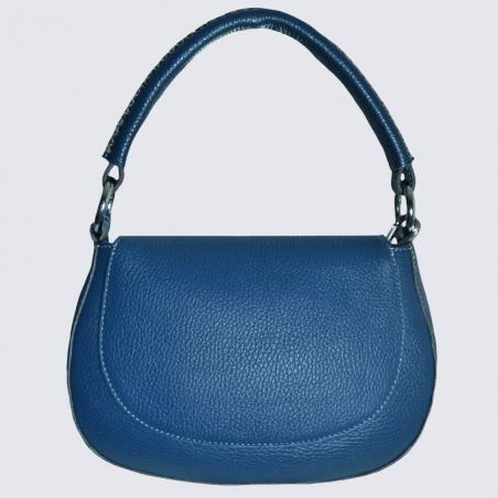 Sac à main Charlotte, sac à main tendance surpiqures visibles femme en cuir bleu Sac à main Charlotte, sac à main tendance surpiqures visibles femme en cuir bleu