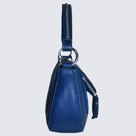 Sac à main Charlotte, sac à main tendance surpiqures visibles femme en cuir bleu Sac à main Charlotte, sac à main tendance surpiqures visibles femme en cuir bleu