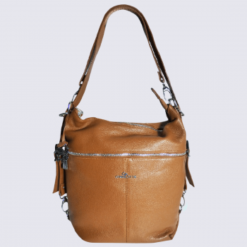 Sac porté épaule Charlotte, sac porté épaule zippé femme en cuir camel