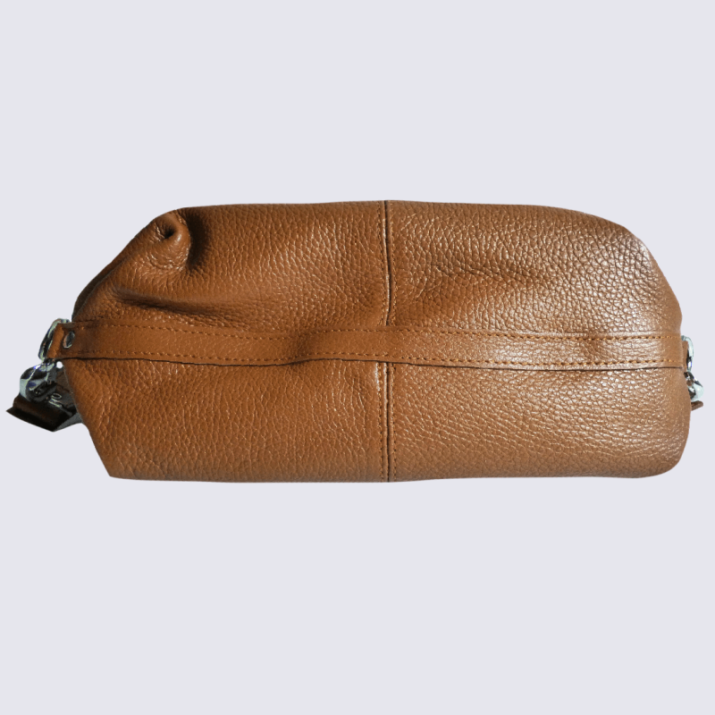 Sac porté épaule Charlotte, sac porté épaule zippé femme en cuir camel