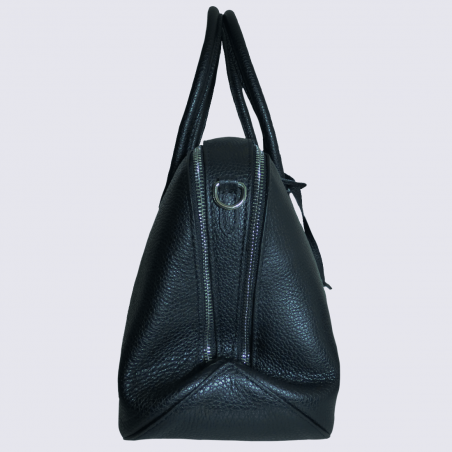 Sac à main Charlotte, sac à main femme en cuir grainé noir