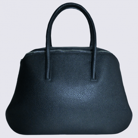 Sac à main Charlotte, sac à main femme en cuir grainé noir