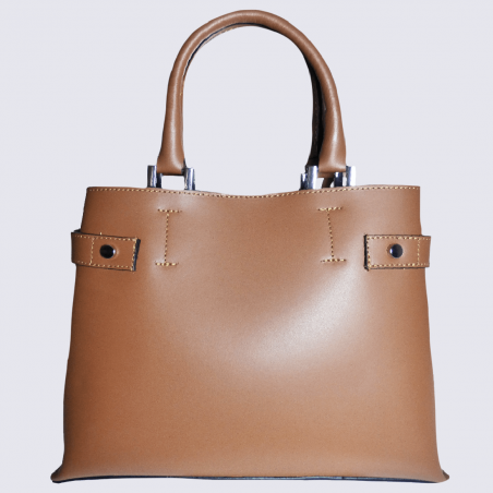 Sac à main Charlotte, sac à main élégant femme en cuir brossé camel