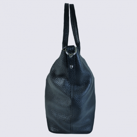 Sac porté épaule Charlotte, grand sac porté épaule femme en cuir grainé noir