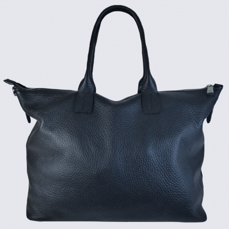 Sac porté épaule Charlotte, grand sac porté épaule femme en cuir grainé noir