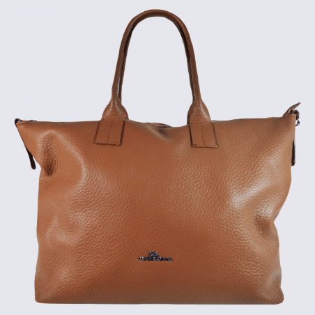 Sac porté épaule Charlotte, grand sac porté épaule femme en cuir grainé camel