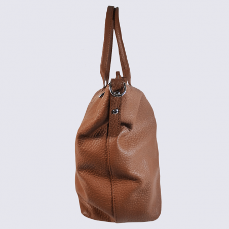 Sac porté épaule Charlotte, grand sac porté épaule femme en cuir grainé camel