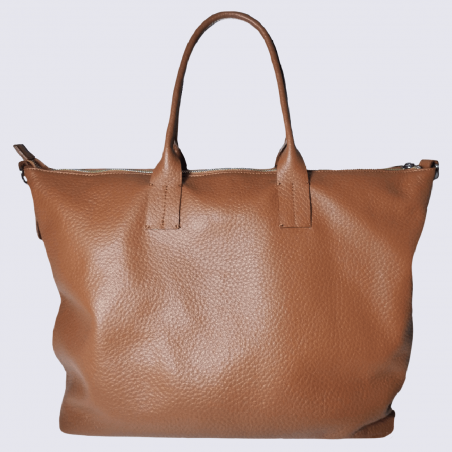 Sac porté épaule Charlotte, grand sac porté épaule femme en cuir grainé camel