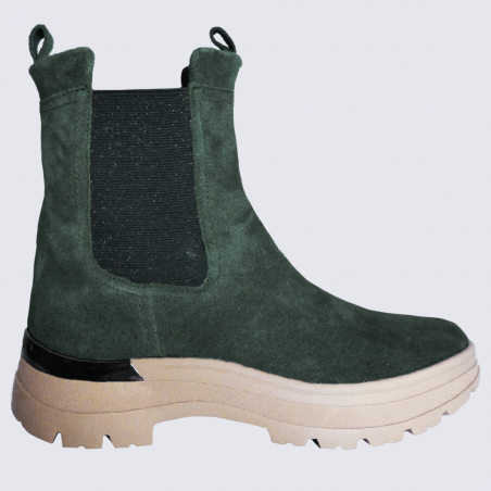 Bottines Ara, bottines chic pour femme en cuir souple vert forêt