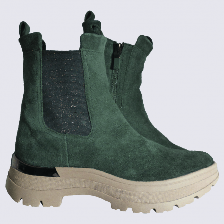 Bottines Ara, bottines chic pour femme en cuir souple vert forêt