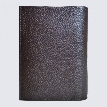 Portefeuille Frandi, petit portefeuille homme en cuir grainé marron foncé