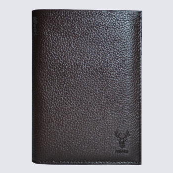 Portefeuille Frandi, petit portefeuille homme en cuir de vachette grainé marron