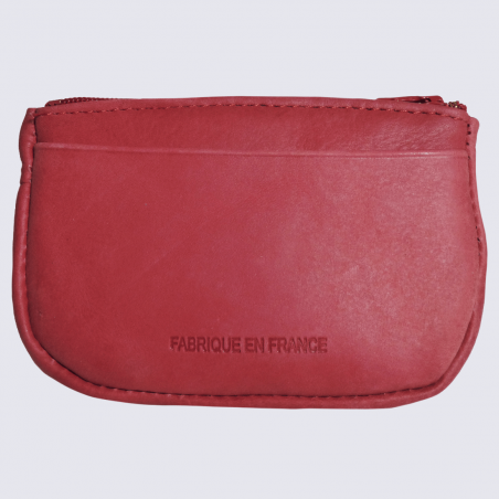 Porte-monnaie Frandi, petit porte-monnaie pratique homme en cuir rouge