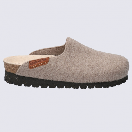 Mules Mobils, mules chaudes pour femme en feutre gris/taupe