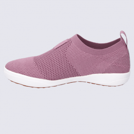 Baskets Josef Seibel, baskets slip-on confortables femme en textile rose