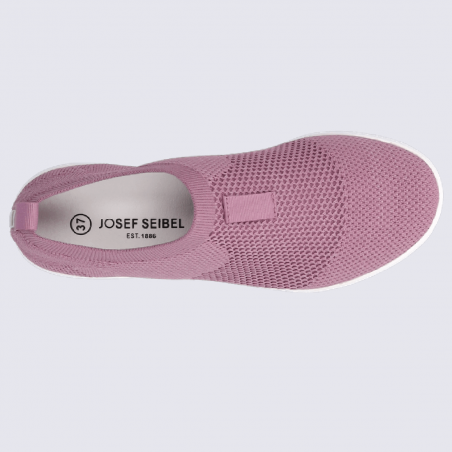 Baskets Josef Seibel, baskets slip-on confortables femme en textile rose