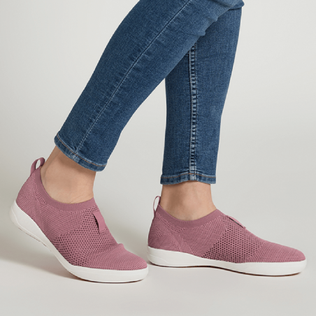 Baskets Josef Seibel, baskets slip-on confortables femme en textile rose