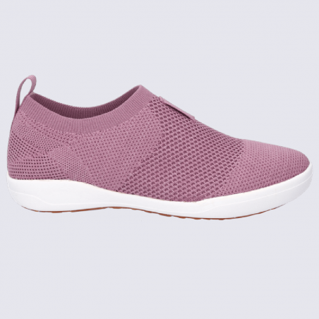 Baskets Josef Seibel, baskets slip-on confortables femme en textile rose