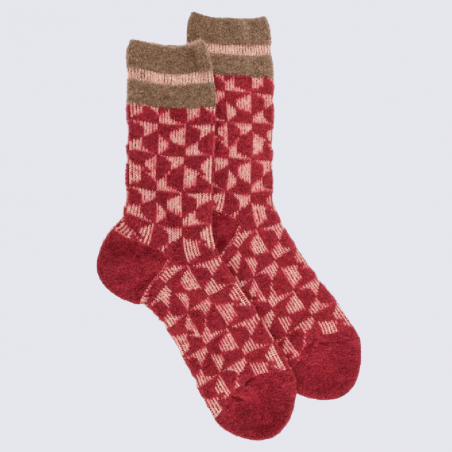 Chaussettes Doré Doré, chaussettes en laine polaire motif géométrique femme rouge ponceau