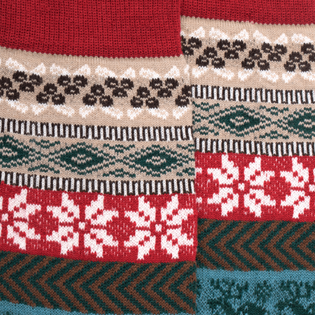 Chaussettes Doré Doré, chaussettes à motif hivernale en laine homme rouge et beige