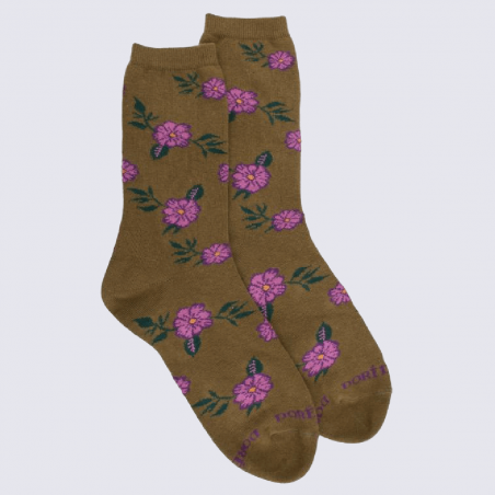 Chaussettes Doré Doré, chaussettes à motif fleurs en coton femme pistache