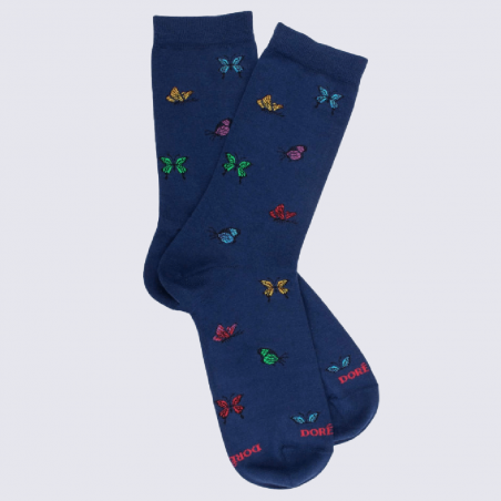 Chaussettes Doré Doré, chaussettes à motif papillons en coton femme bleu voilier