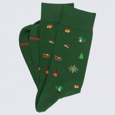 Chaussettes Doré Doré, chaussettes de Noël homme en coton vert diabolo