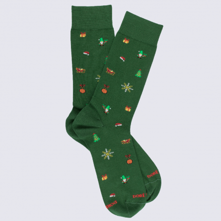 Chaussettes Doré Doré, chaussettes de Noël homme en coton vert diabolo