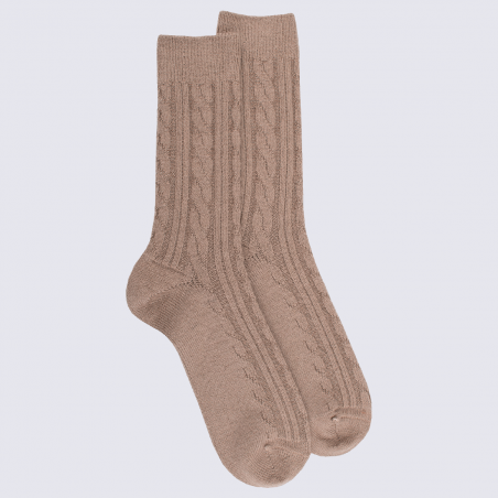 Chaussettes Doré Doré, chaussettes torsadés homme en laine beige sable