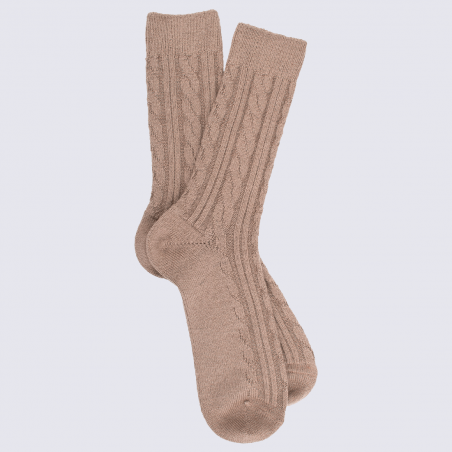 Chaussettes Doré Doré, chaussettes torsadés homme en laine beige sable