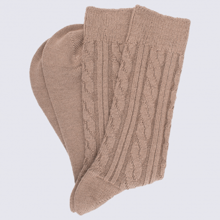 Chaussettes Doré Doré, chaussettes torsadés homme en laine beige sable