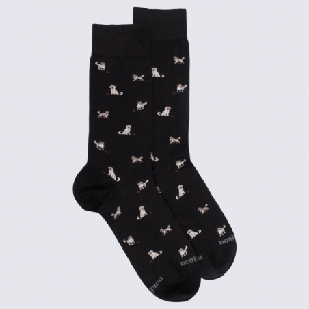 Chaussettes Doré Doré, chaussettes à motif chiens homme en coton noir