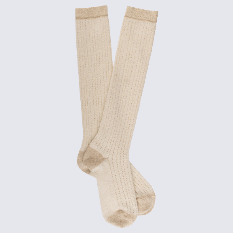 Chaussettes enfant laine polaire - Rose et blanc | Doré Doré