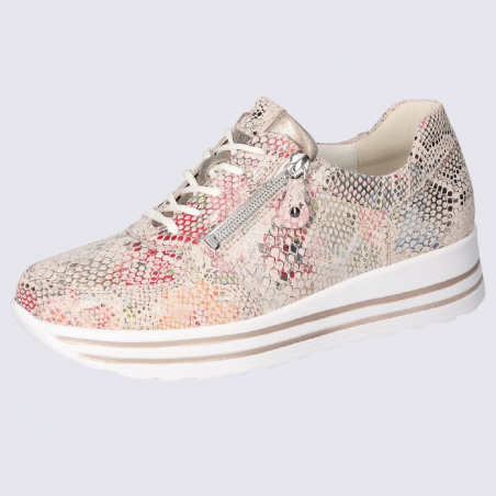 Baskets Waldlaufer, baskets confortables zippées femme en cuir rose or clair