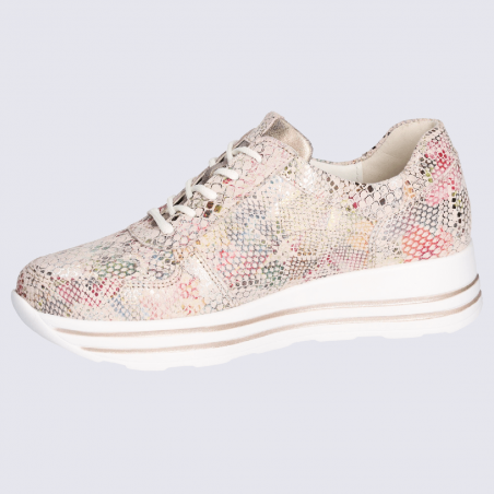 Baskets Waldlaufer, baskets confortables zippées femme en cuir rose or clair