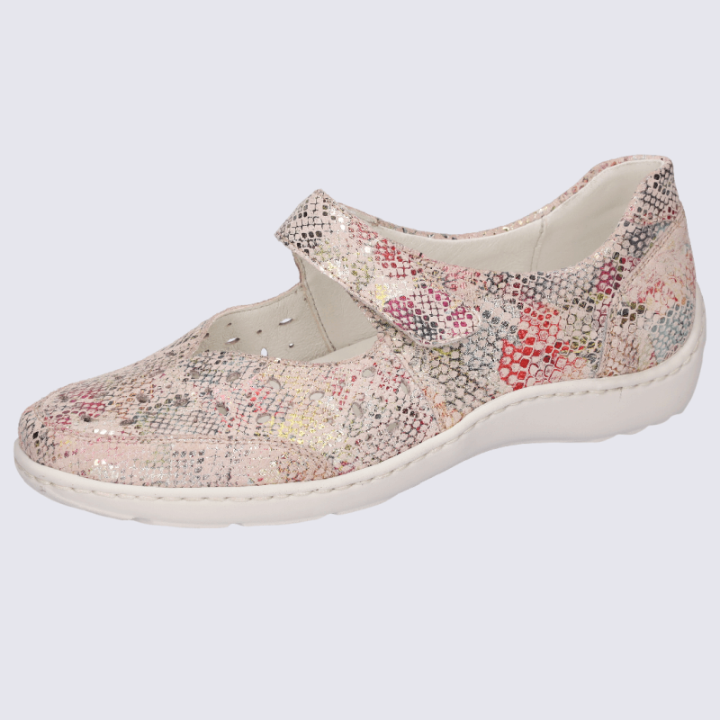 Ballerines Waldlaufer, ballerines à bride velcro femme en cuir rose