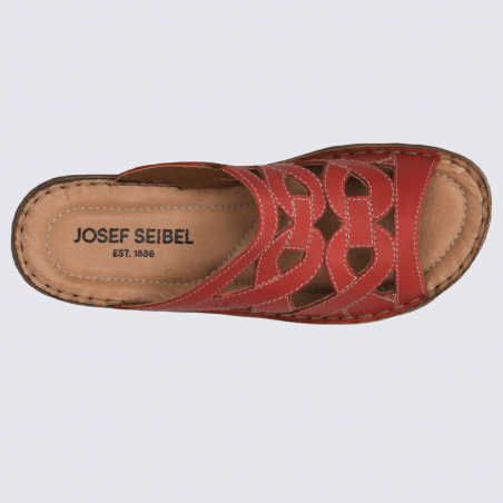 Mules Josef Seibel, mules à bouts ouverts ajourées femme en cuir rouge