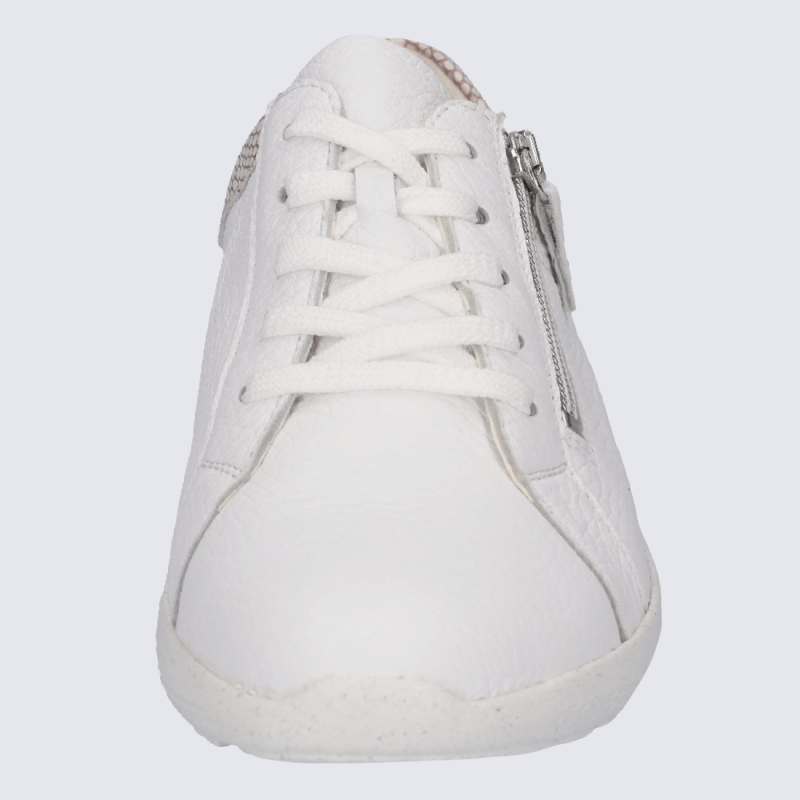 Baskets Waldlaufer, baskets confortables zippées femme en cuir blanc