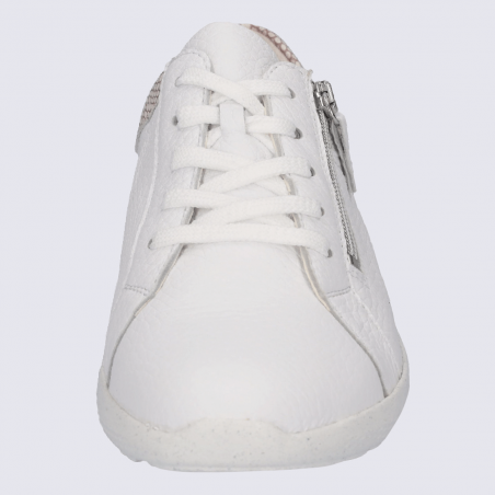 Baskets Waldlaufer, baskets confortables zippées femme en cuir blanc