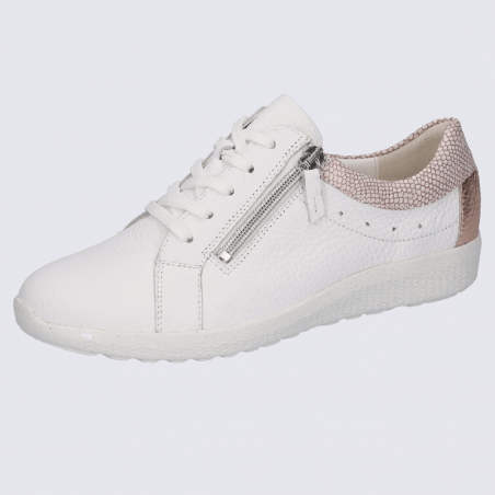 Baskets Waldlaufer, baskets confortables zippées femme en cuir blanc