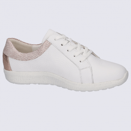 Baskets Waldlaufer, baskets confortables zippées femme en cuir blanc