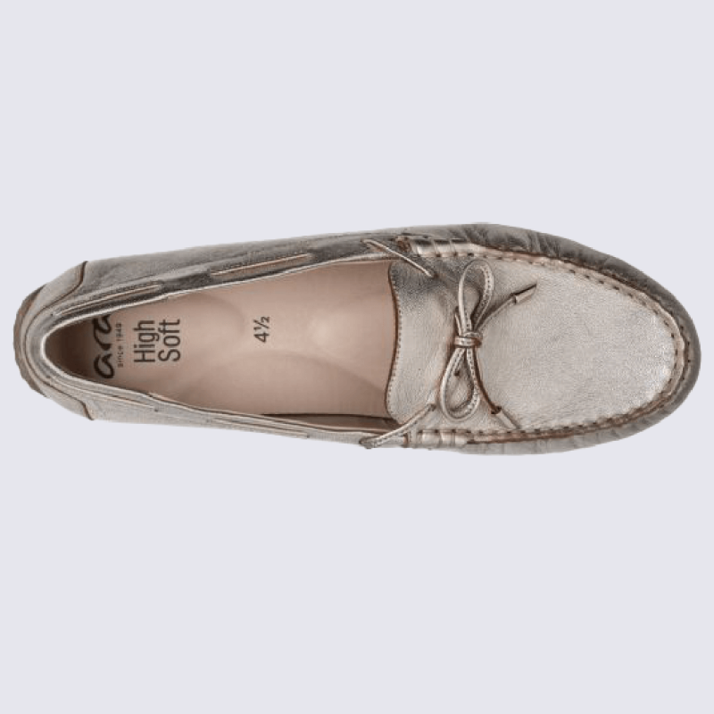 Mocassins Ara, mocassins élégants et confortables femme en cuir platine