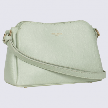 Sac à bandoulière Hexagona, sac à bandoulière femme imprimé grainé vert clair