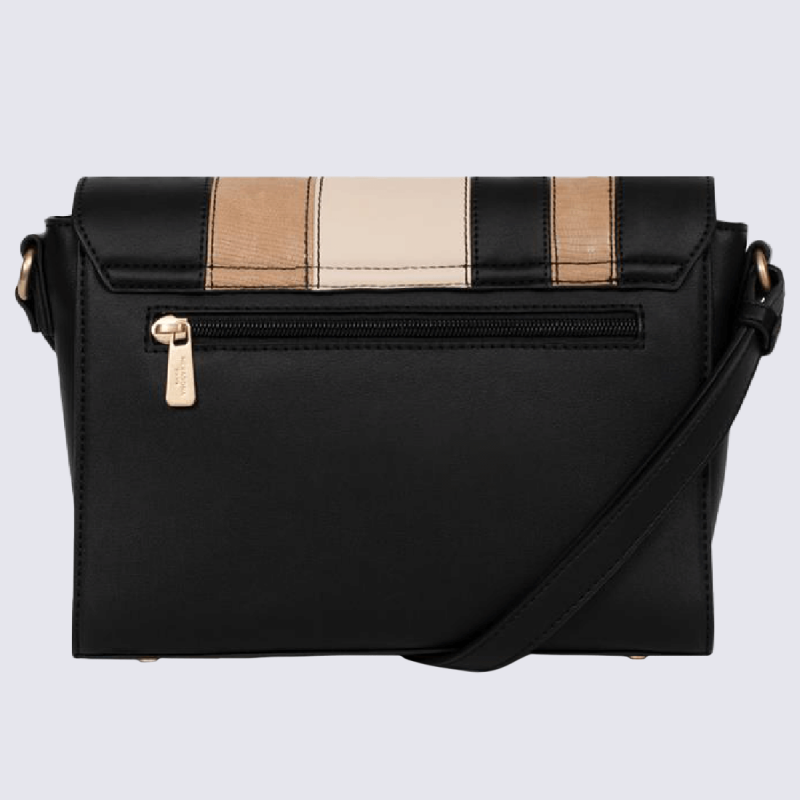 Sac à bandoulière Hexagona, sac à bandoulière patchwork femme noir multi