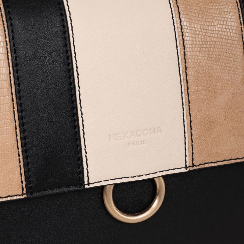 Sac à bandoulière Hexagona, sac à bandoulière patchwork femme noir multi