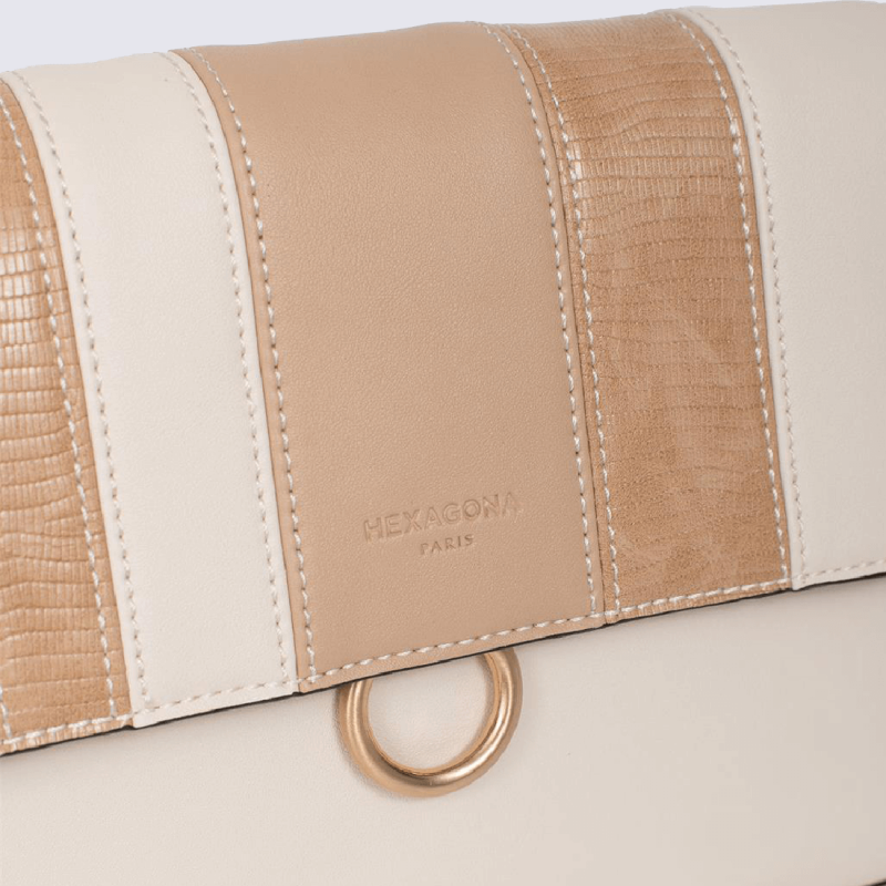 Sac à bandoulière Hexagona, sac à bandoulière patchwork femme ivoire multi