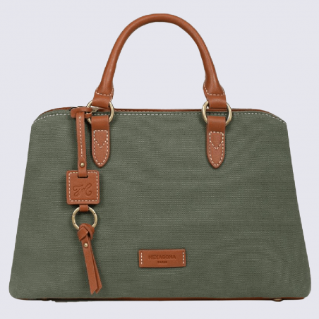 Sac main Hexagona sac main 2 poign es femme bicolore kaki
