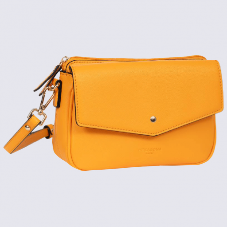 Sac à bandoulière Hexagona, sac à bandoulière à rabat femme orange